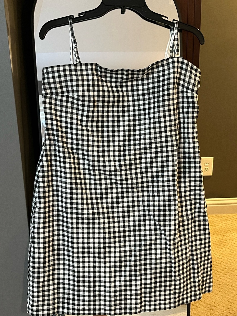 Abercrombie & Fitch Black and White Gingham strapless linen mini dress